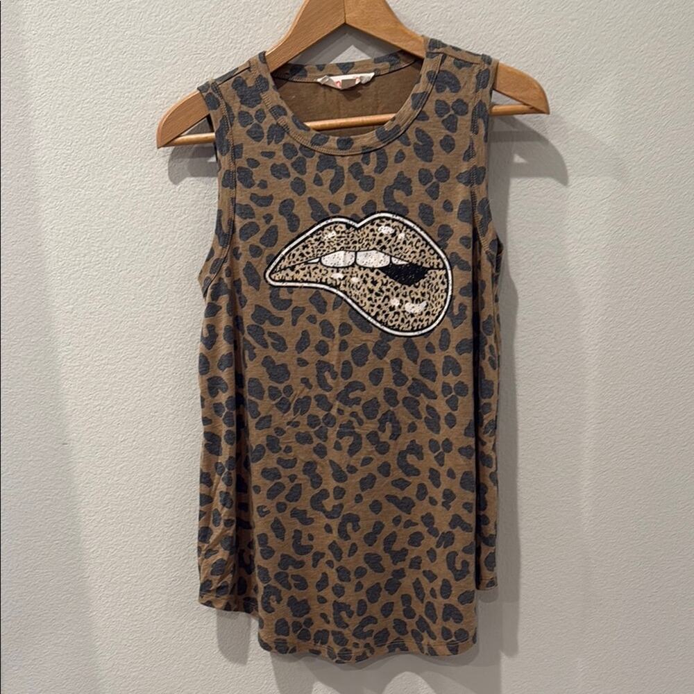 Leopard Print Graphic Muscle‎ Tee Sleeveless Size Small